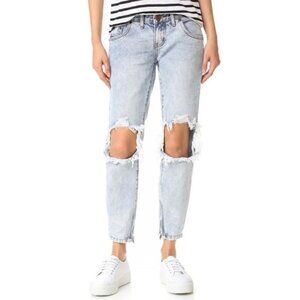 Revolve One Teaspoon Freebirds Skinny Jeans Straight Leg distressed light wash